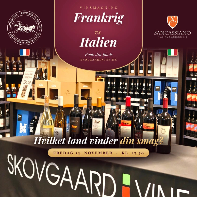 Frankrig vs. Italien – vinsmagning d. 13/11-26 kl. 17.30